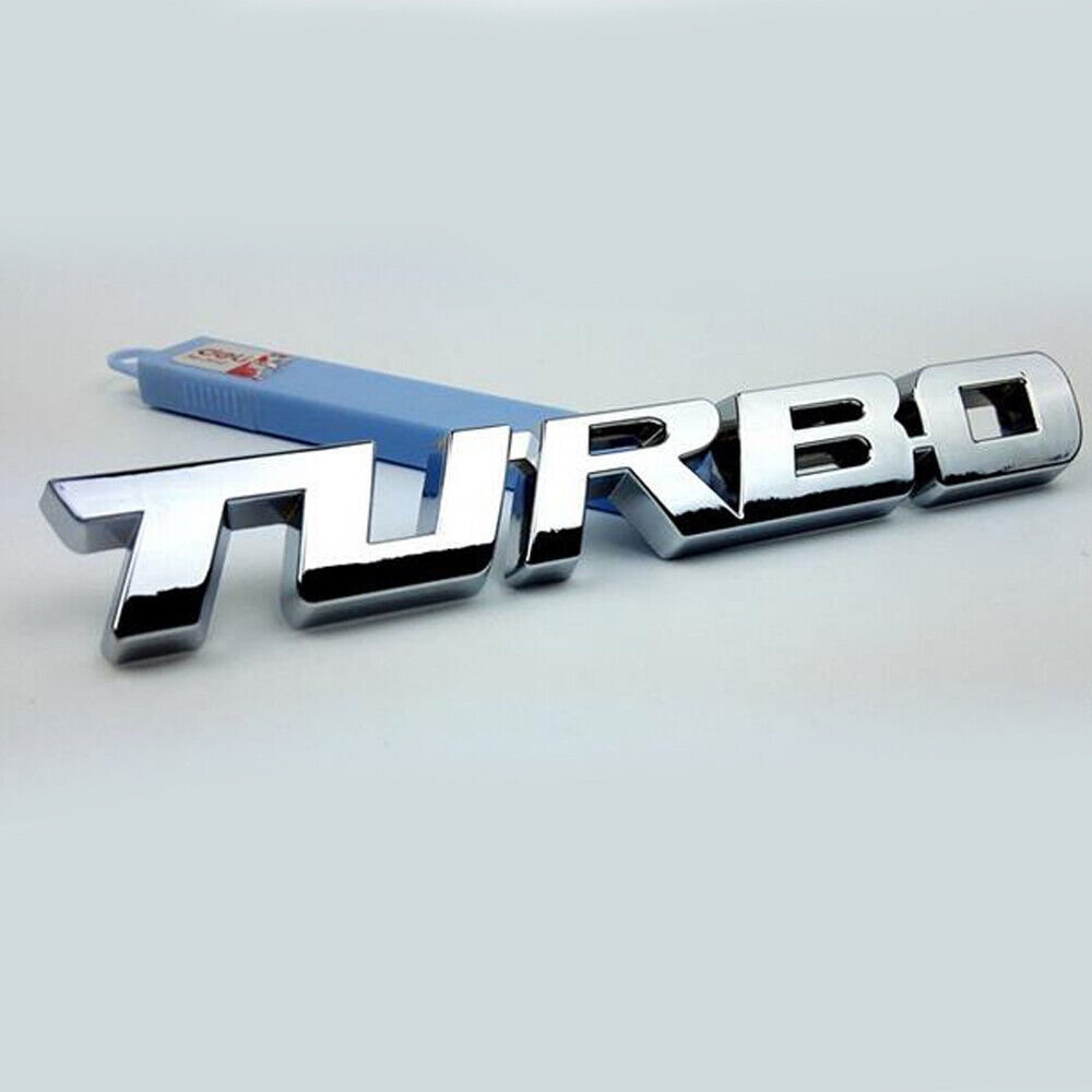 2PCS 3D TURBO Logo Chrome Metal Car Badge Emblem Decal Sticker Accessories Trim