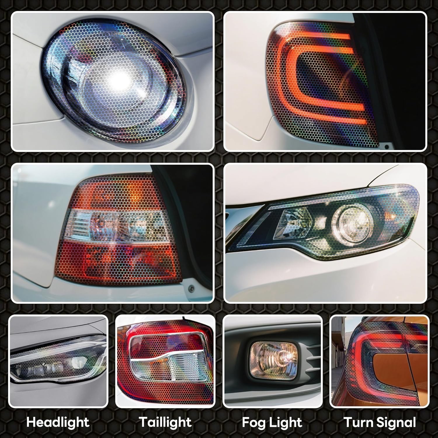 Car Headlight Taillight Transparent Honeycomb Design Lens Vinyl Protection Film