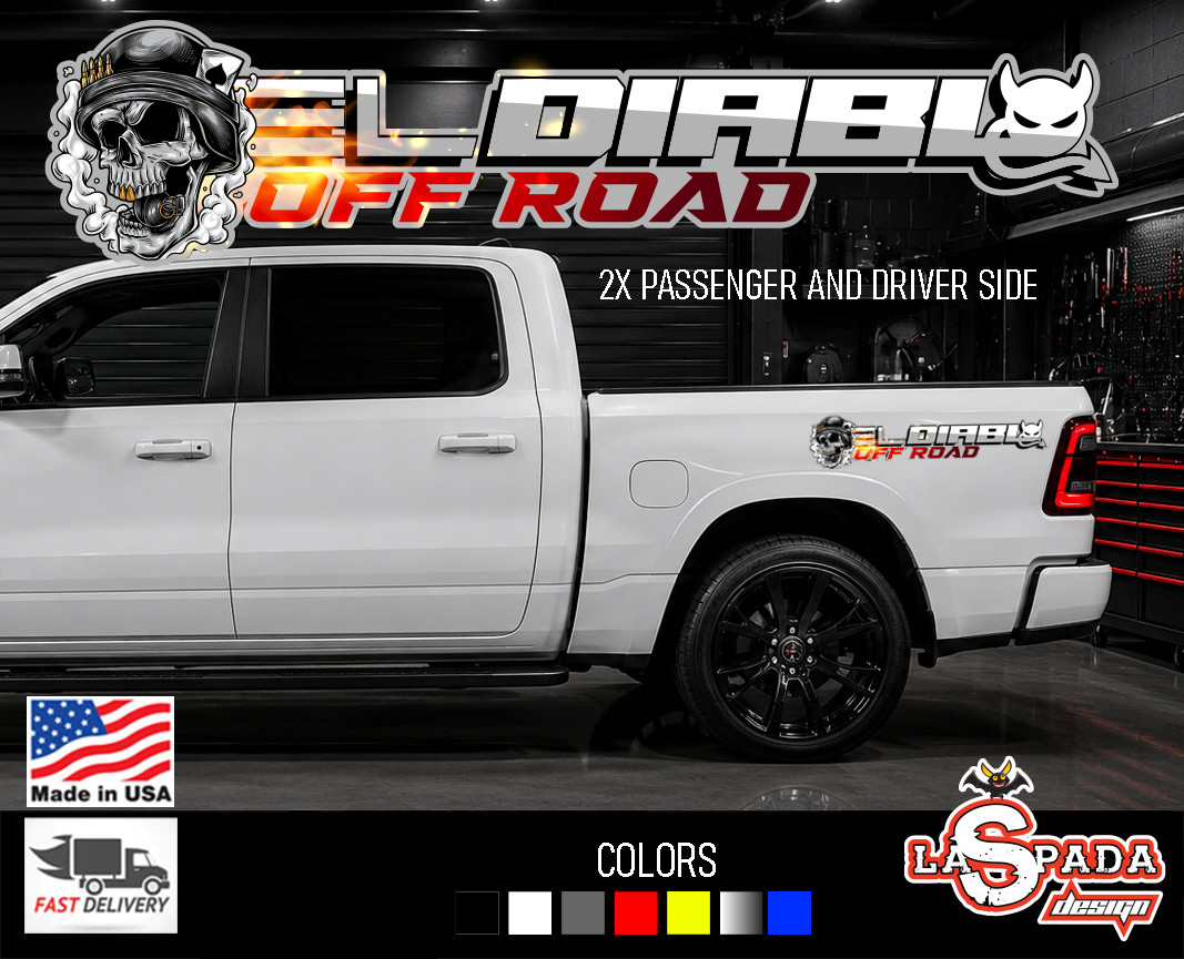 fits RAM frontier silverado sierra tundra 4×4 EL DIABLO OFF ROAD decal stickers