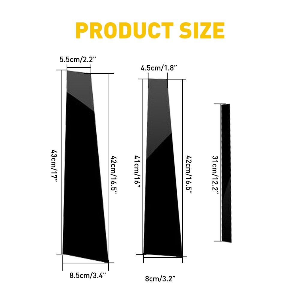 6/12x Pillar Post 2008-2012 Fit Door Accord Honda Window Cover Trim Strips Panel