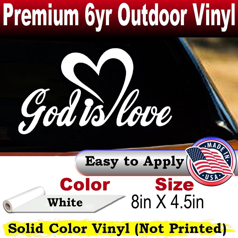 God Is Love with Heart Car or Truck Window Laptop Decal Sticker White 8X4.5