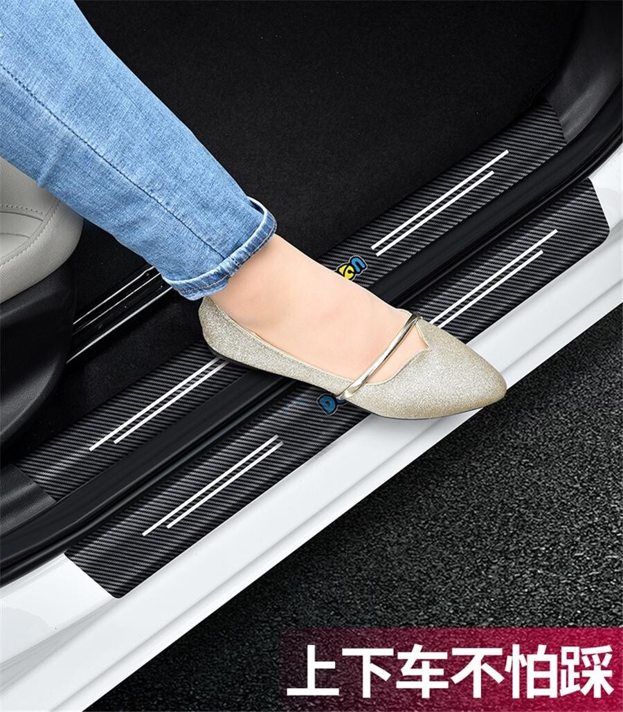 Sticker Protector Cover Sport Style Decals Carbon Fiber Look For Car Door Scuff