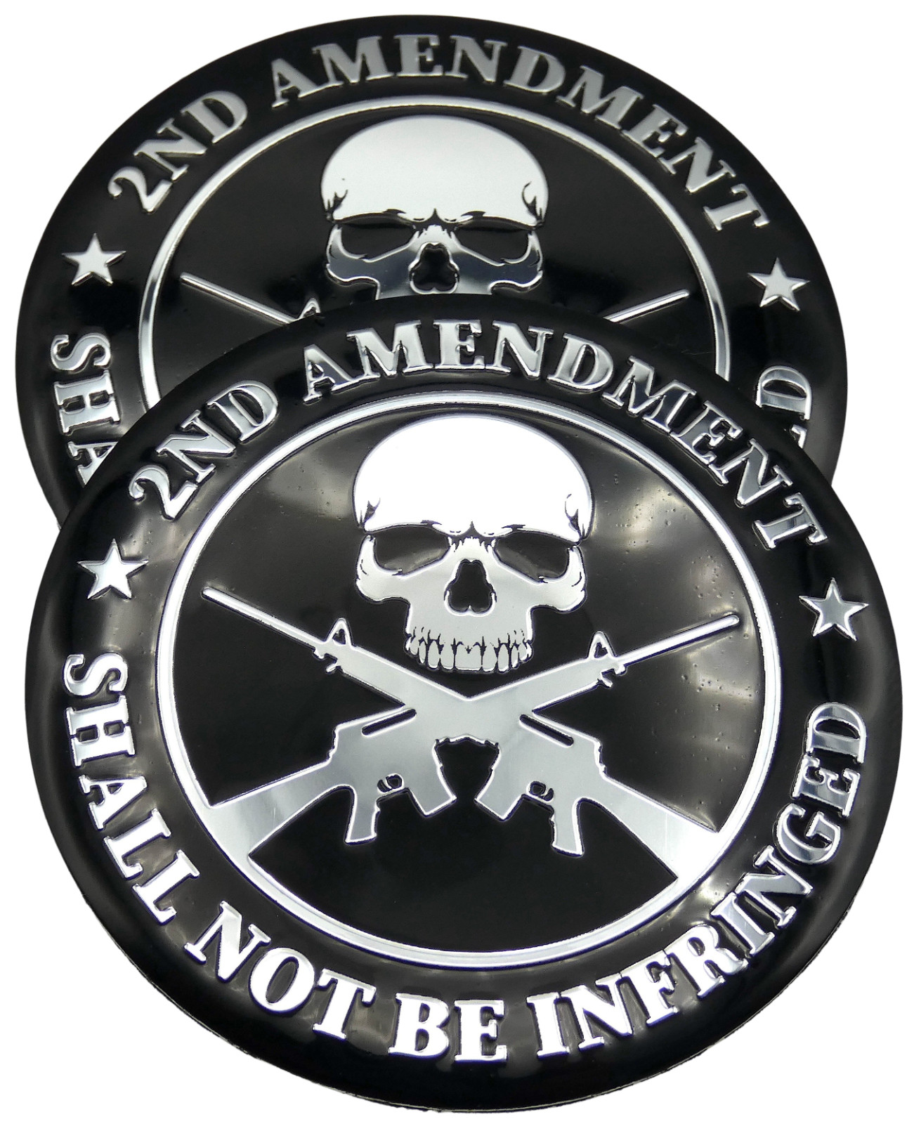 2x ALUMINUM 2nd Amendment Shall Not Be Infringed Car Vehicle Decal Sticker 2.2″