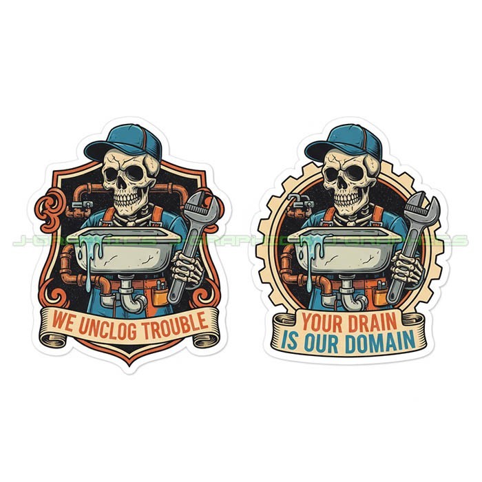 Plumber Plumbing Vinyl Decal Sticker Funny Trade Drain Pipe 2 pack P