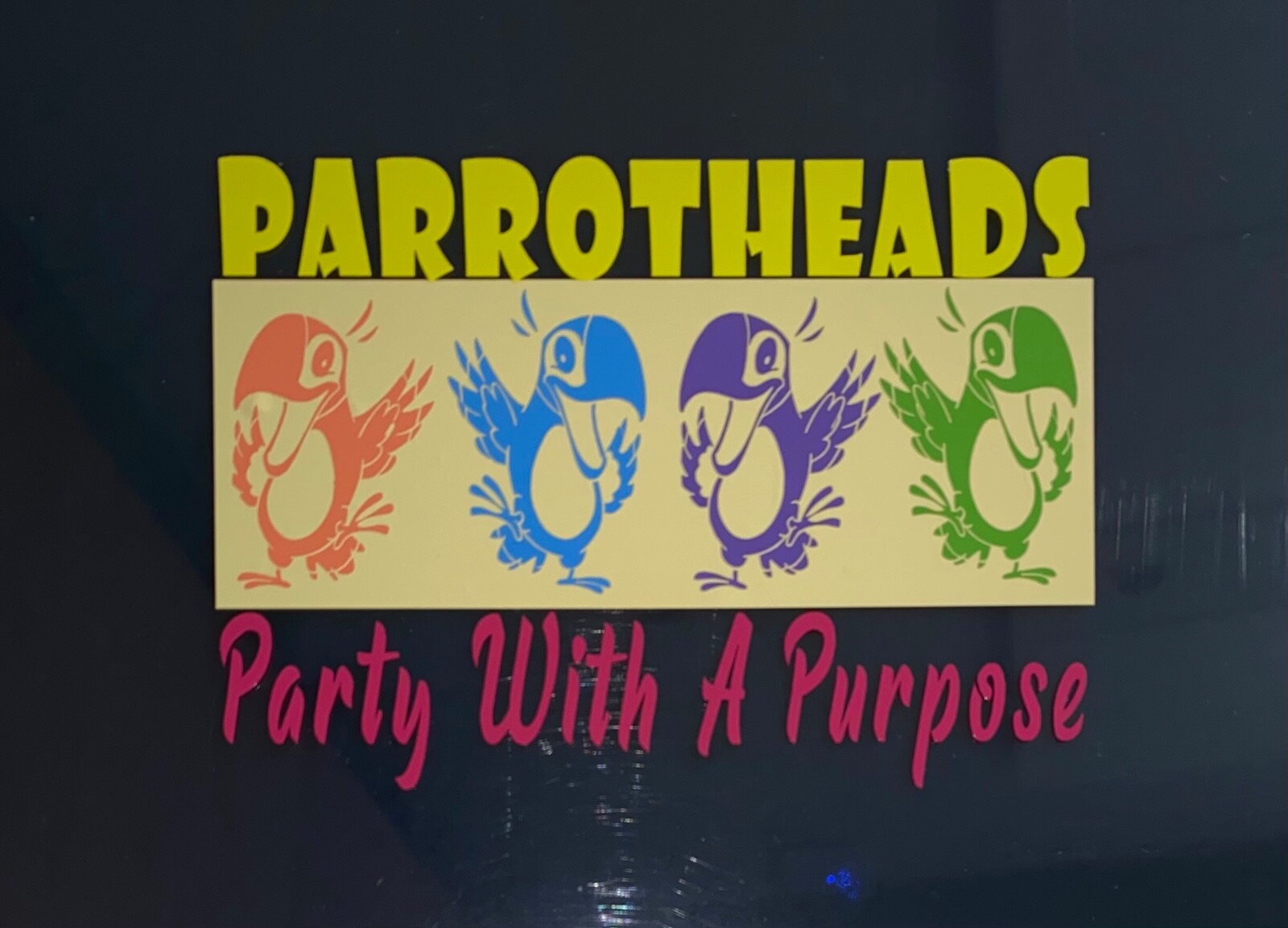PARROTHEADS Party With a Purpose Jimmy Buffett Tropical decal sticker 5.75 X 4in