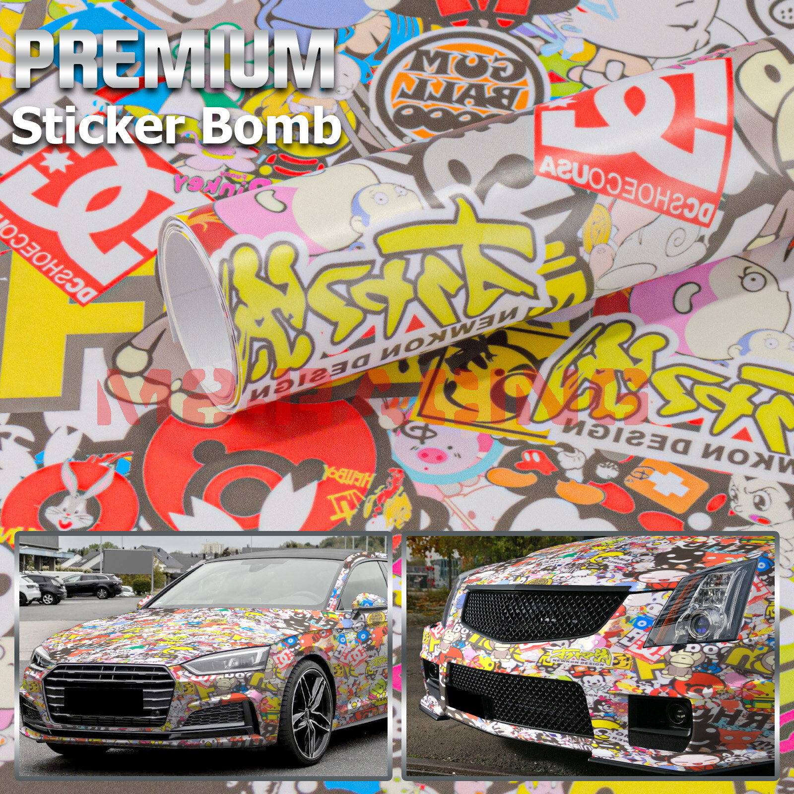 【Sticker Bomb】 Vinyl Wrap Decal Film Graffiti Cartoon Anime JDM USDM Sheet DIY