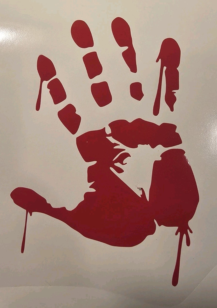 2 RED Bloody Hands Print Vinyl Decal Sticker Zombie Horror Car Window Free Ship