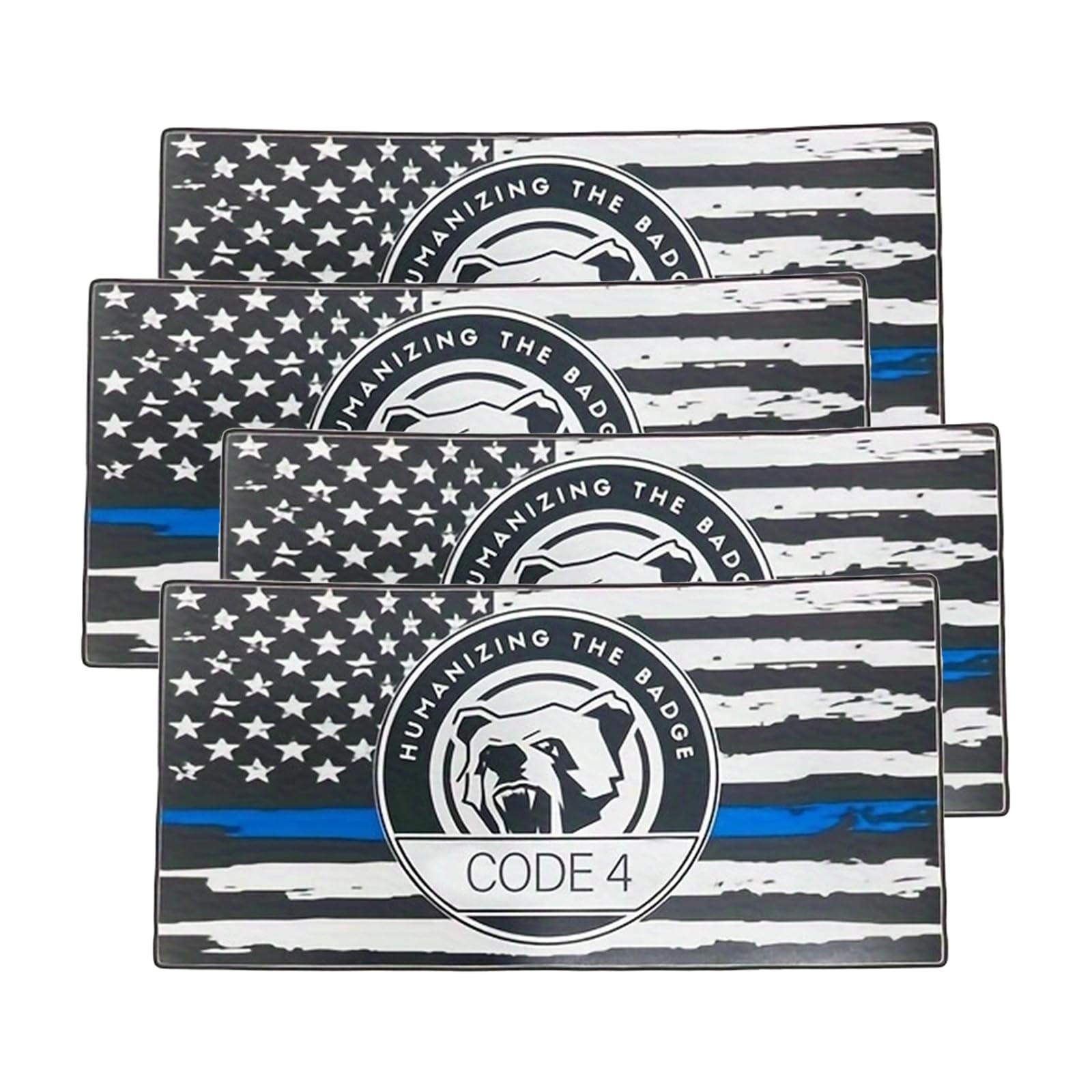 ZIMISI Thin Blue Line Sticker Code 4, Vinyl Bumper Car 4PCS, Black&blue&white