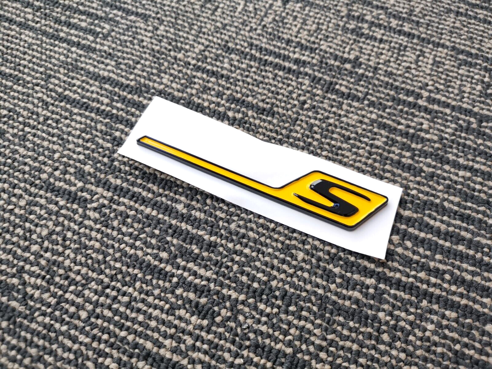 Gloss Black Yellow AMG S Badge Trunk Emblem Sticker GLC63 GLE63 C63 E63 CLA45 GT