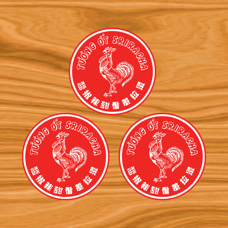 (x3) Sriracha Hot Sauce 4″ inch Vinyl Window Bumper Sticker