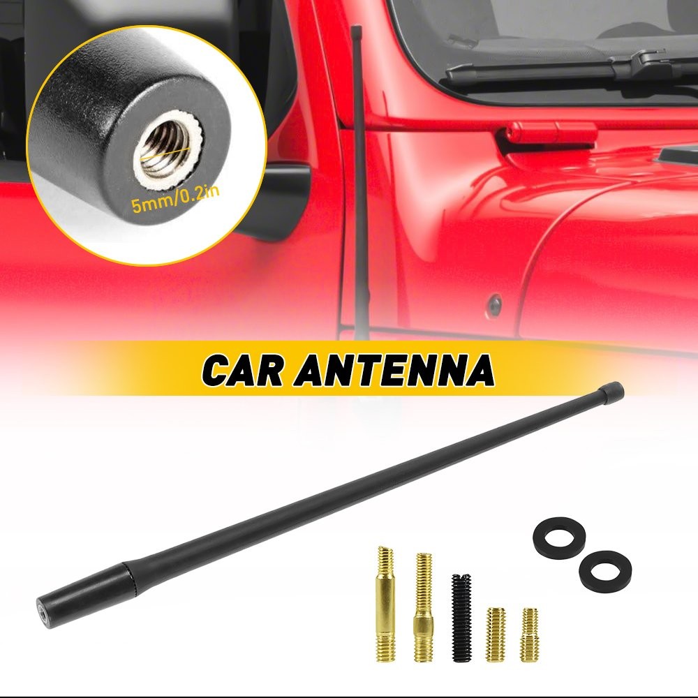 1/2set 13″ Antenna Black Mast Power AM/FM Radio for Universal Car Motorcycles Bo