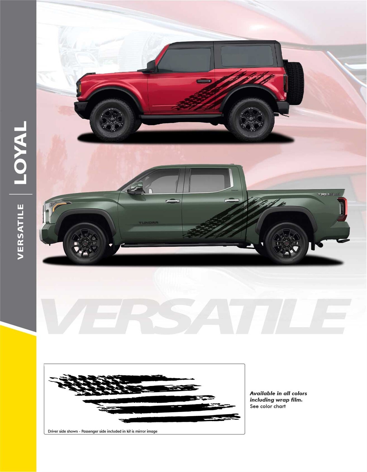 LOYAL Universal Fit Side Vinyl Graphics Decals Stripes Kit on Chevy Colorado