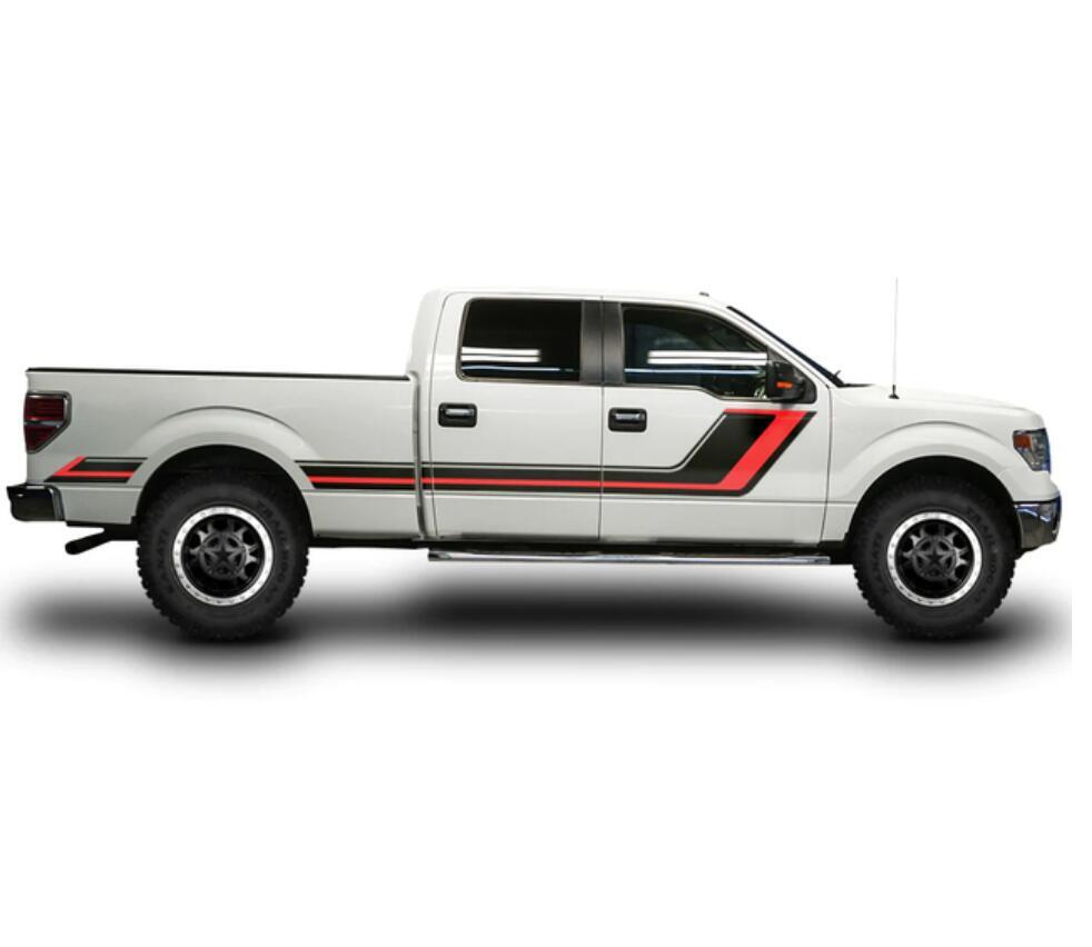 2 PCS Graphic Stripe Car Door Sticker For Ford F-150 CREW CAB 6.5 BED Side Decal
