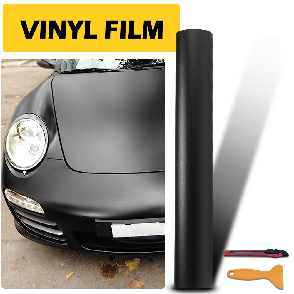 59IN Matte Black 11.8IN Vinyl Wrap Car Roll Sticker Film Decal tools Auto USA