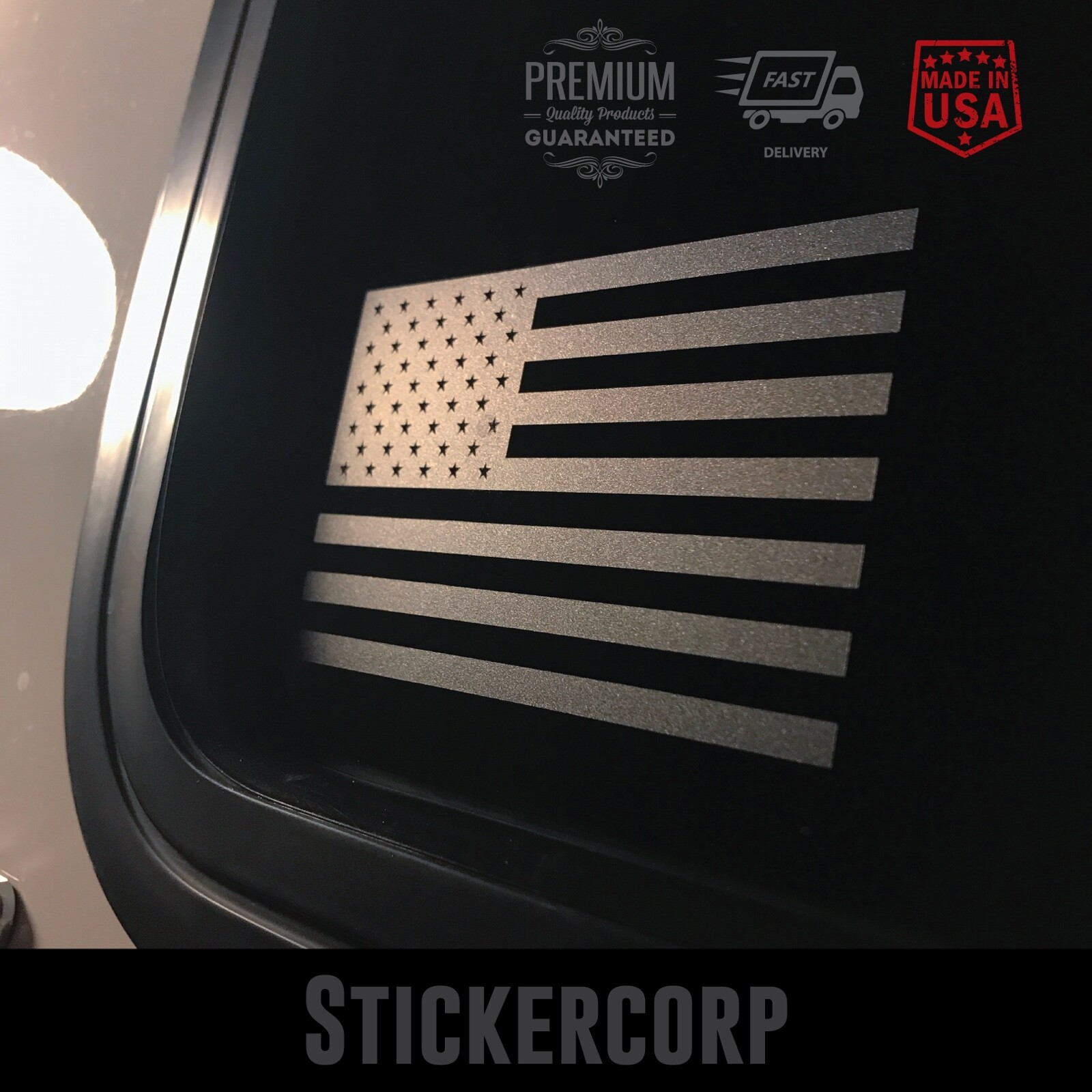 Etched Glass USA American Flag Window Vinyl Decal Sticker – Clean – 4.5 x 7 in
