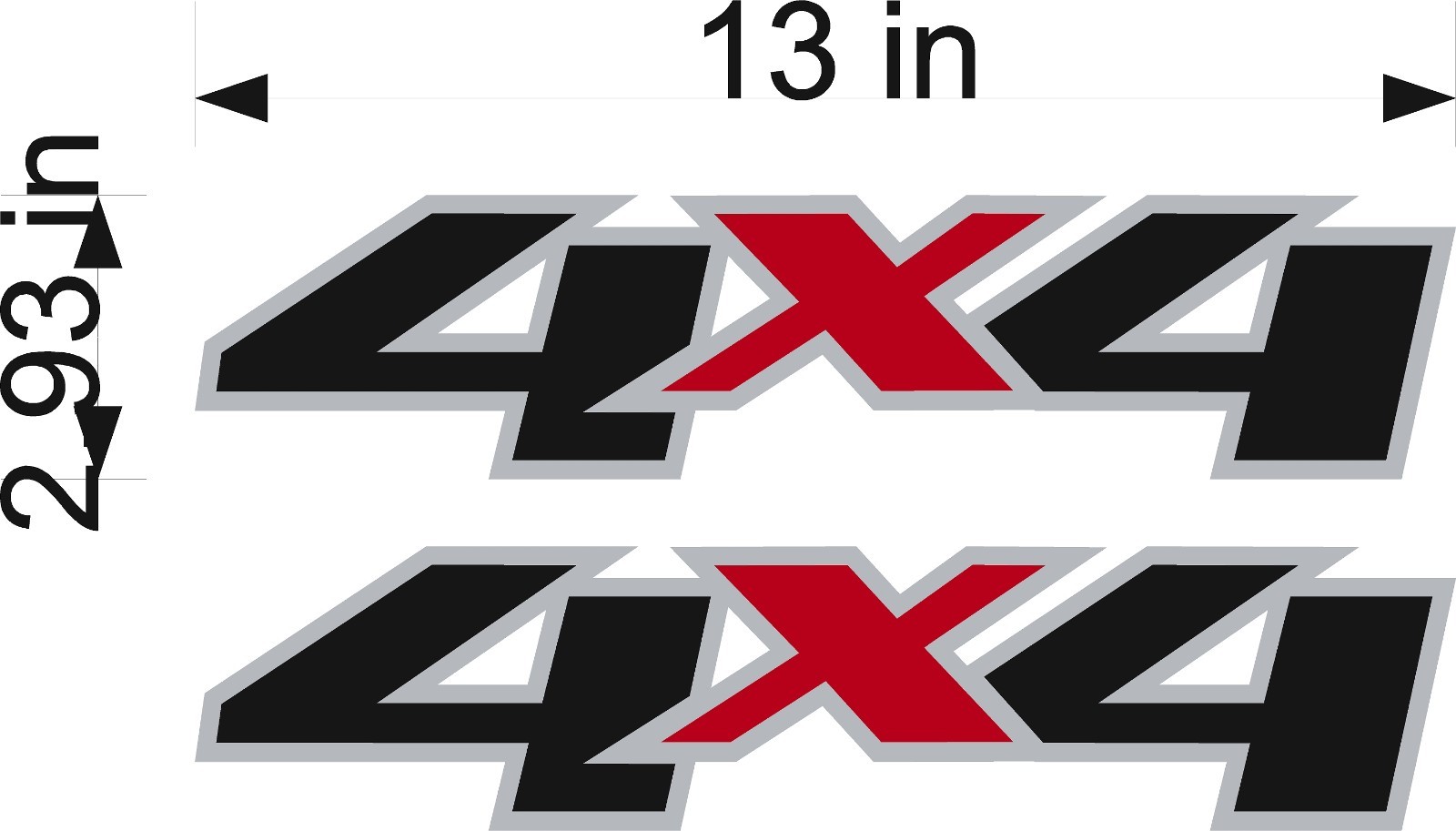 4X4 Replacement Logo / PAIR / BLACK/RED Vinyl Truck Chevy Sierra Graphic Decals