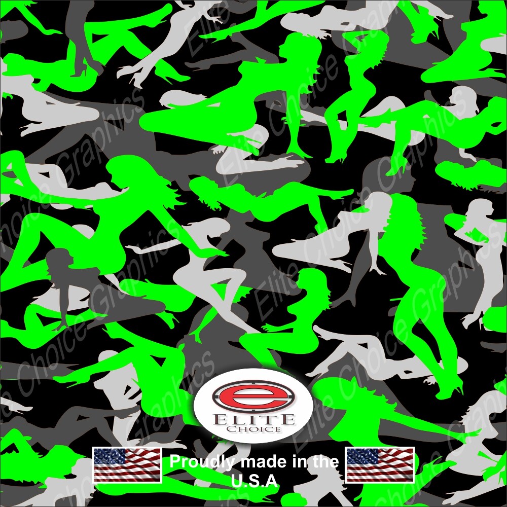 Lime Green Trucker Girl Wrap Vinyl Truck Camo Car SUV Real Camouflage 52″x6ft
