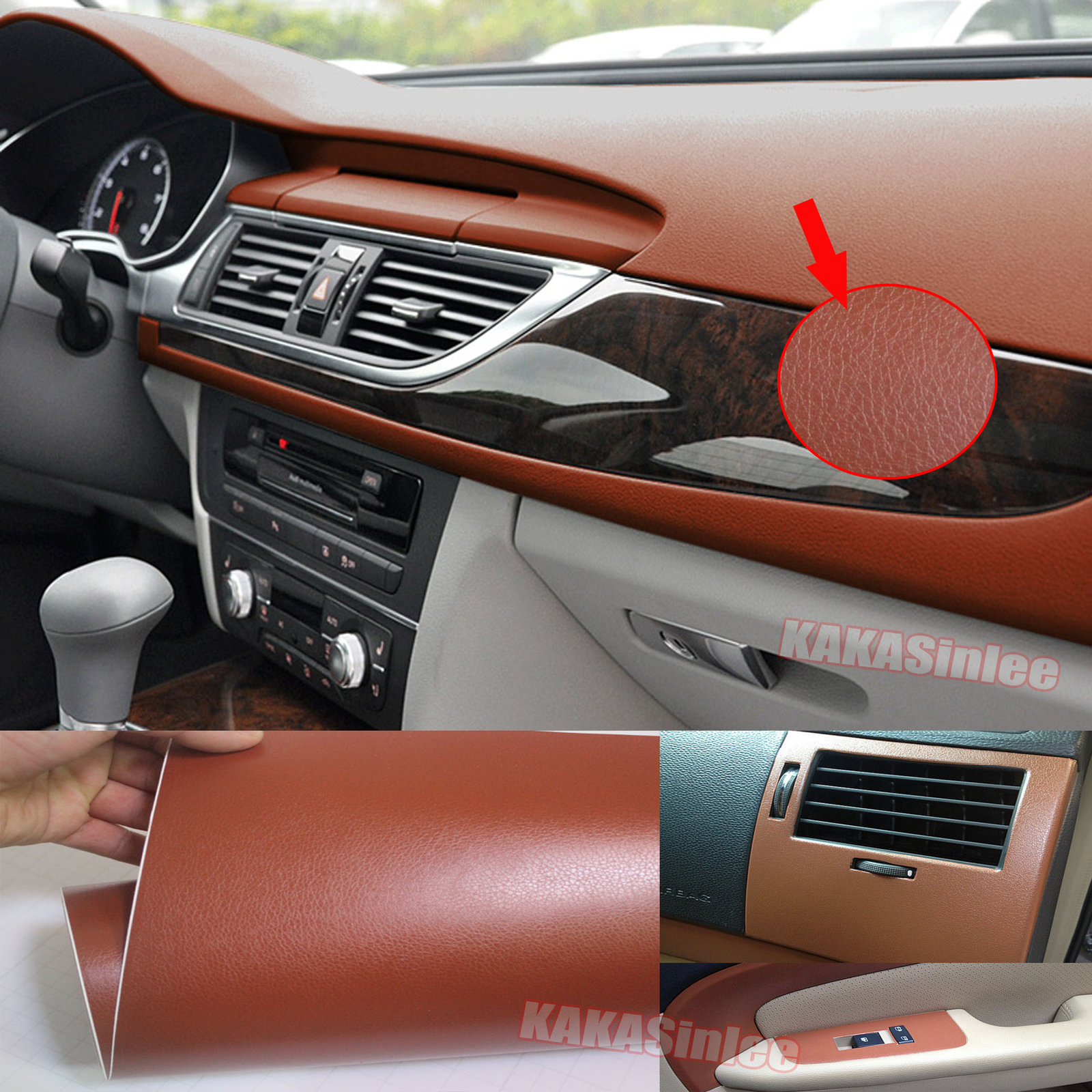 12″ x 60″ Car 3D Leather Skin Textured Vinyl Wrap Sticker Stretchable Decal CF