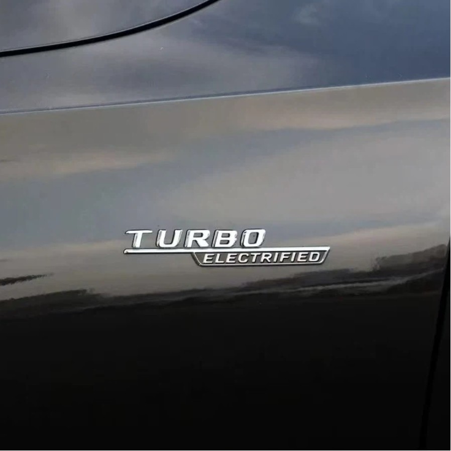 Chrome Black Fender Side TURBO ELECTRIFIED Trunk Letters Emblems Badges