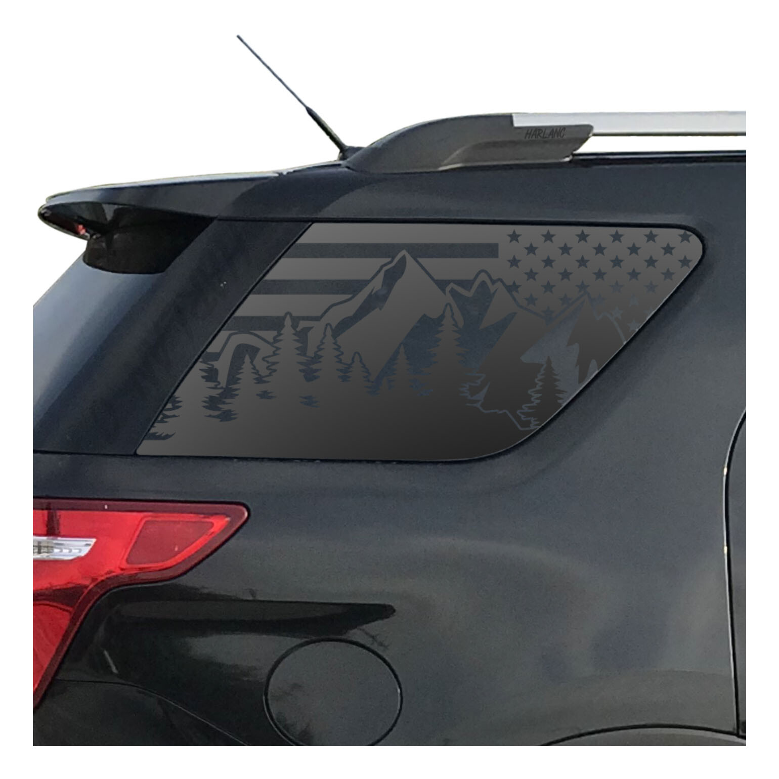 USA Flag w/ Mountain Outdoor Decals windows – Fits 2011-2019 Ford Explorer Sport