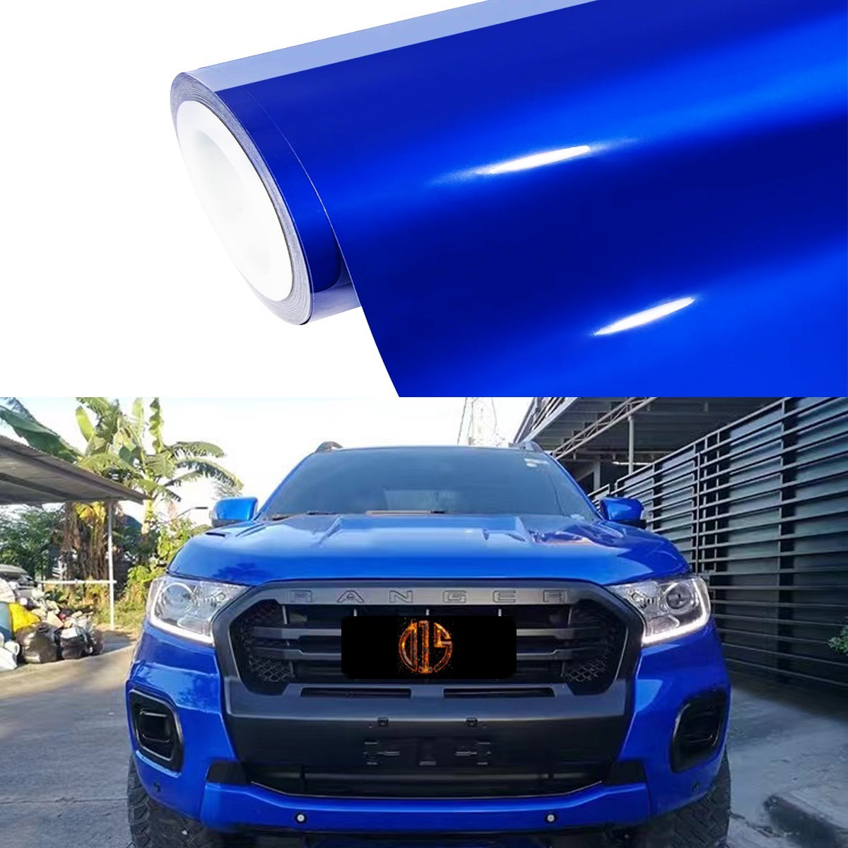 24″x60″ Ultra Gloss PET Liner Sapphire Blue Car Vinyl Wrap Air Release 2FT x 5FT