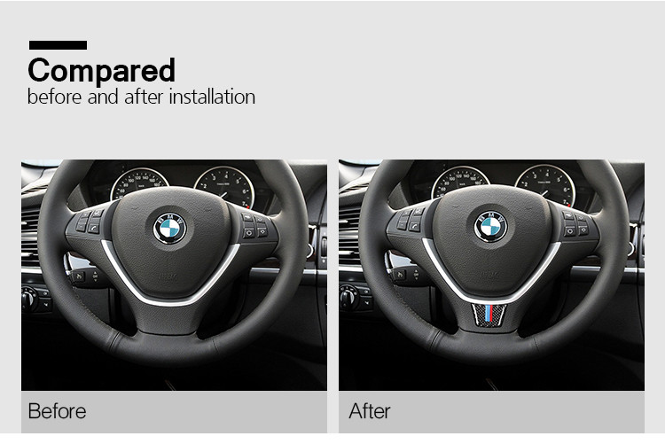 For BMW X5 X6 E70 E71 Car Steering Wheel Cover Carbon Fibre M Emblem Stickers