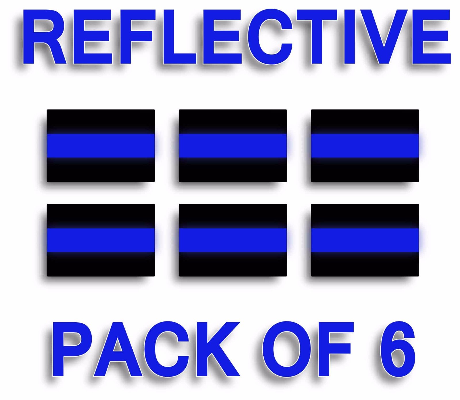 PACK OF 6 REFLECTIVE THIN BLUE LINE 2″x1.5″ License Plate Decals Stickers Police