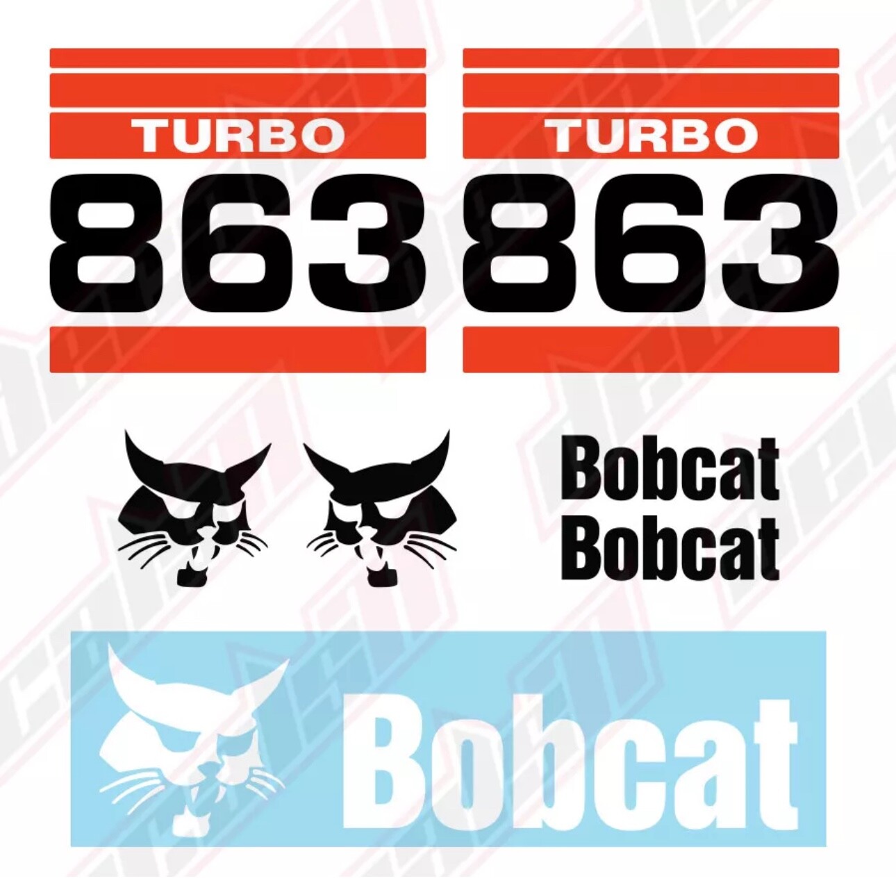 Bobcat 863 Turbo Skid Steer Set Vinyl Decal Sticker free shipping