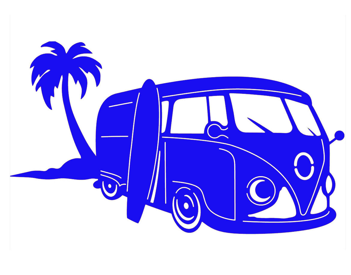 VW Kombi Bus Surfboard Palm Outdoor Vinyl Decal Car Truck Window Van Trailer