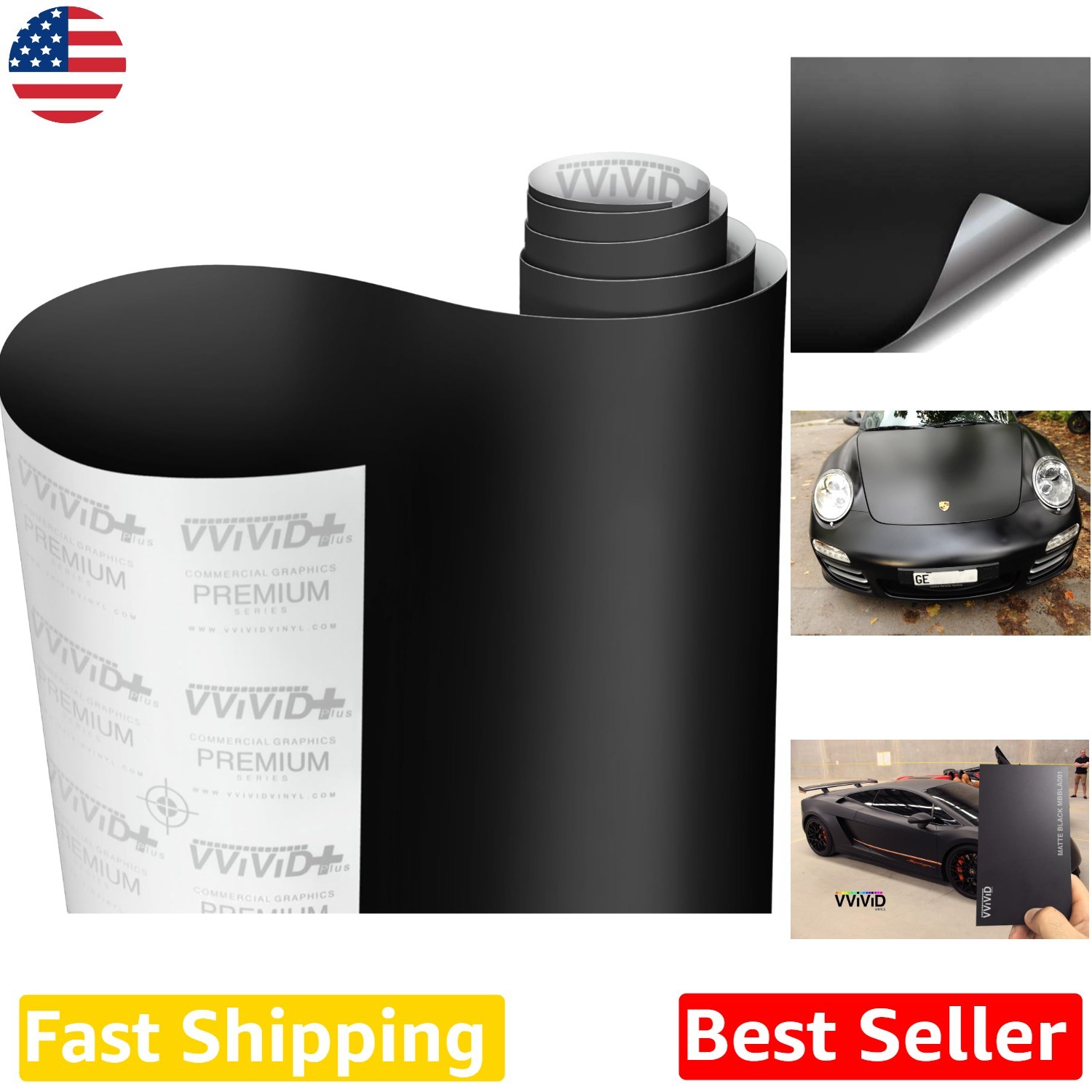 Durable 5x6ft Black Matte Car Vinyl – Air Release, 3Mil, Repositionable