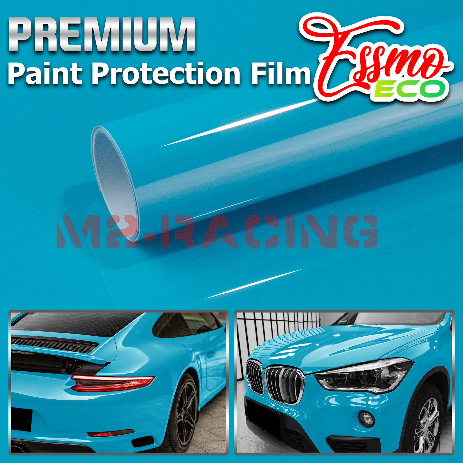 4″x8″ Sample PPF Paint Protection Film Gloss Miami Blue Invisible Scratch Shield