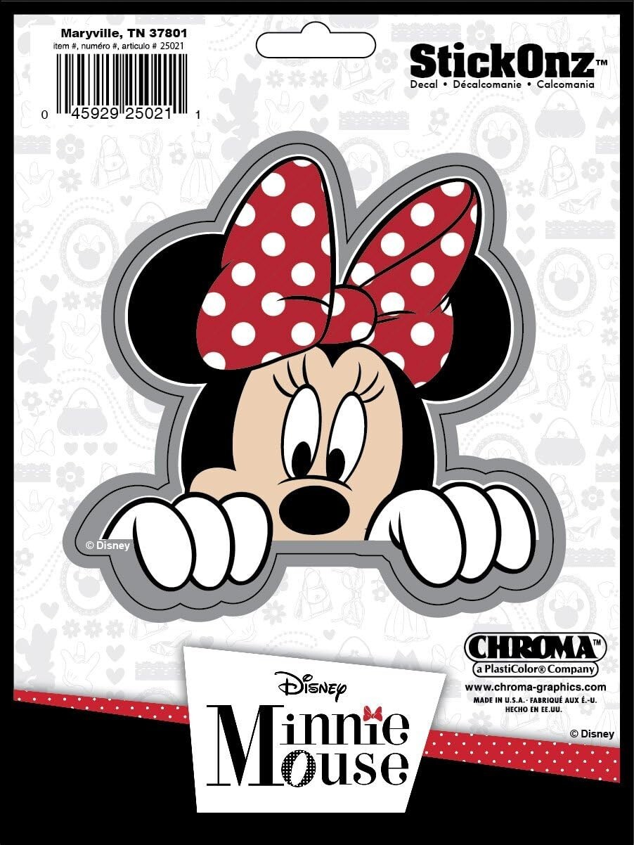 Minnie Mouse Peeking Decal, 4.5″ Wide x 4.25″ High