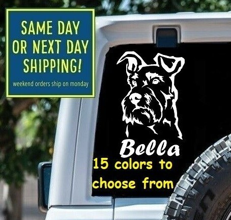 8 Size CUSTOM Name SCHNAUZER FACE STICKER DECAL Car Window MacBook Laptop Tablet