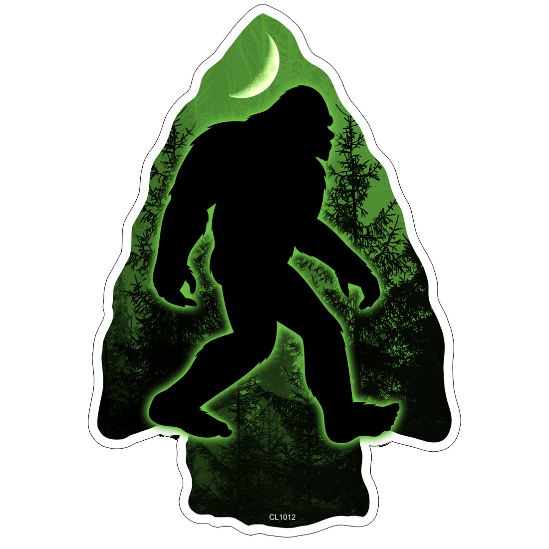 REFLECTIVE Bigfoot “Arrowhead” Green Sticker CL1012-REF
