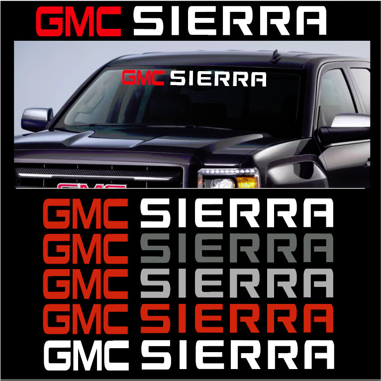 GMC SIERRA Windshield Sticker RED Logo Vinyl Decal American Muscle Truck US