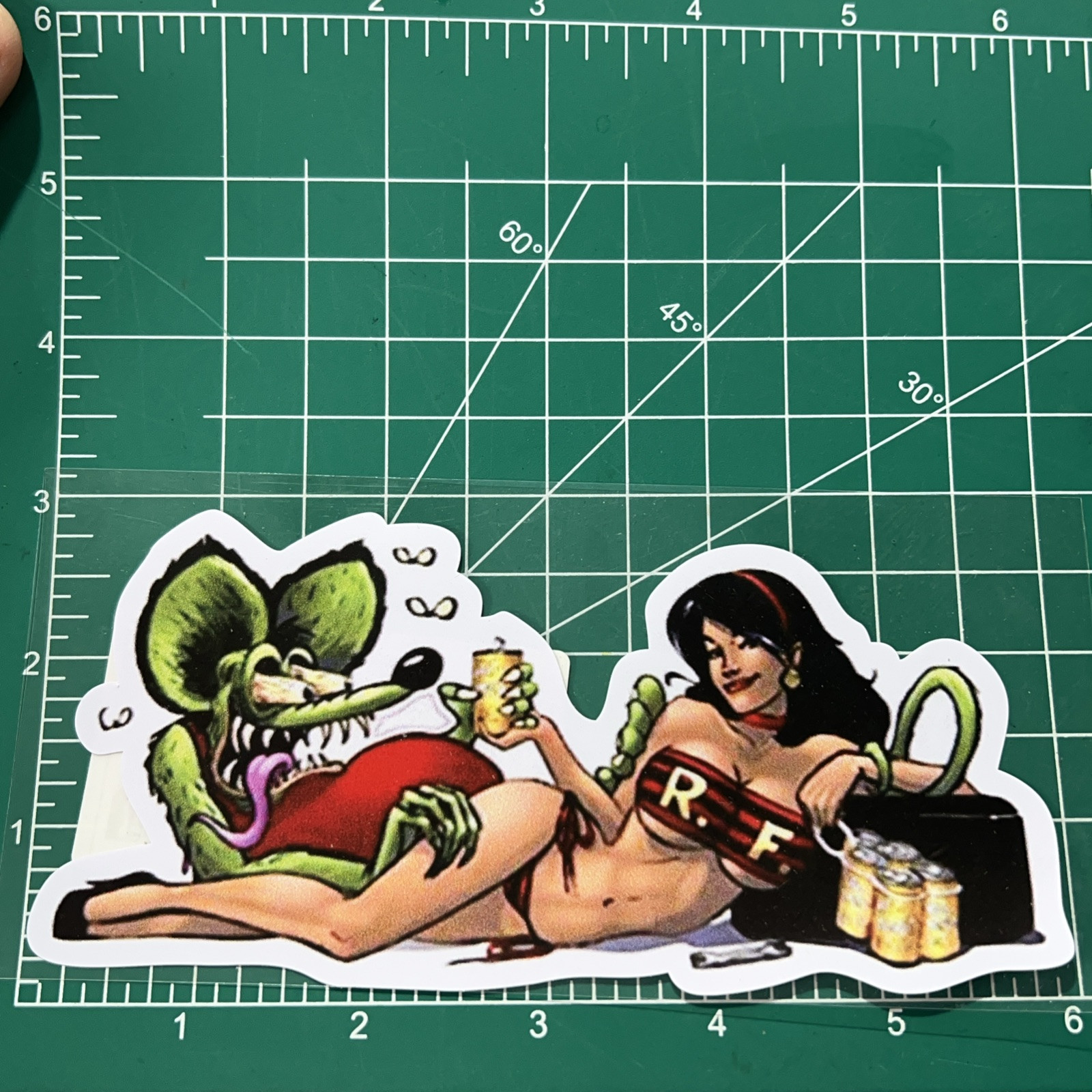 🔥 LG 6” Rat Fink Die-Cut Sticker Cross Ed Big Daddy Roth Hot Rod Art Car Truck