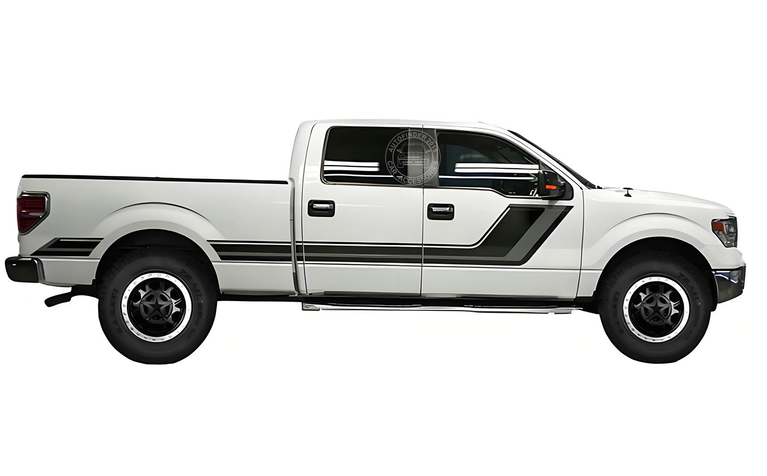 2 PCS Graphics Stripe Car Side Sticker For Ford F-150 Crew Cab 6.5ft Trunk Decal