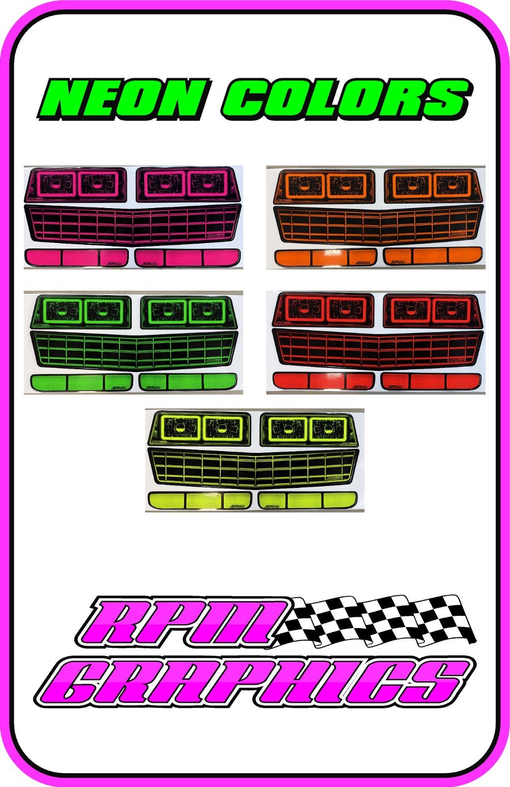Monte Carlo NEON or Printed COLOR Headlight Grill Decal Stickers, asphalt dirt