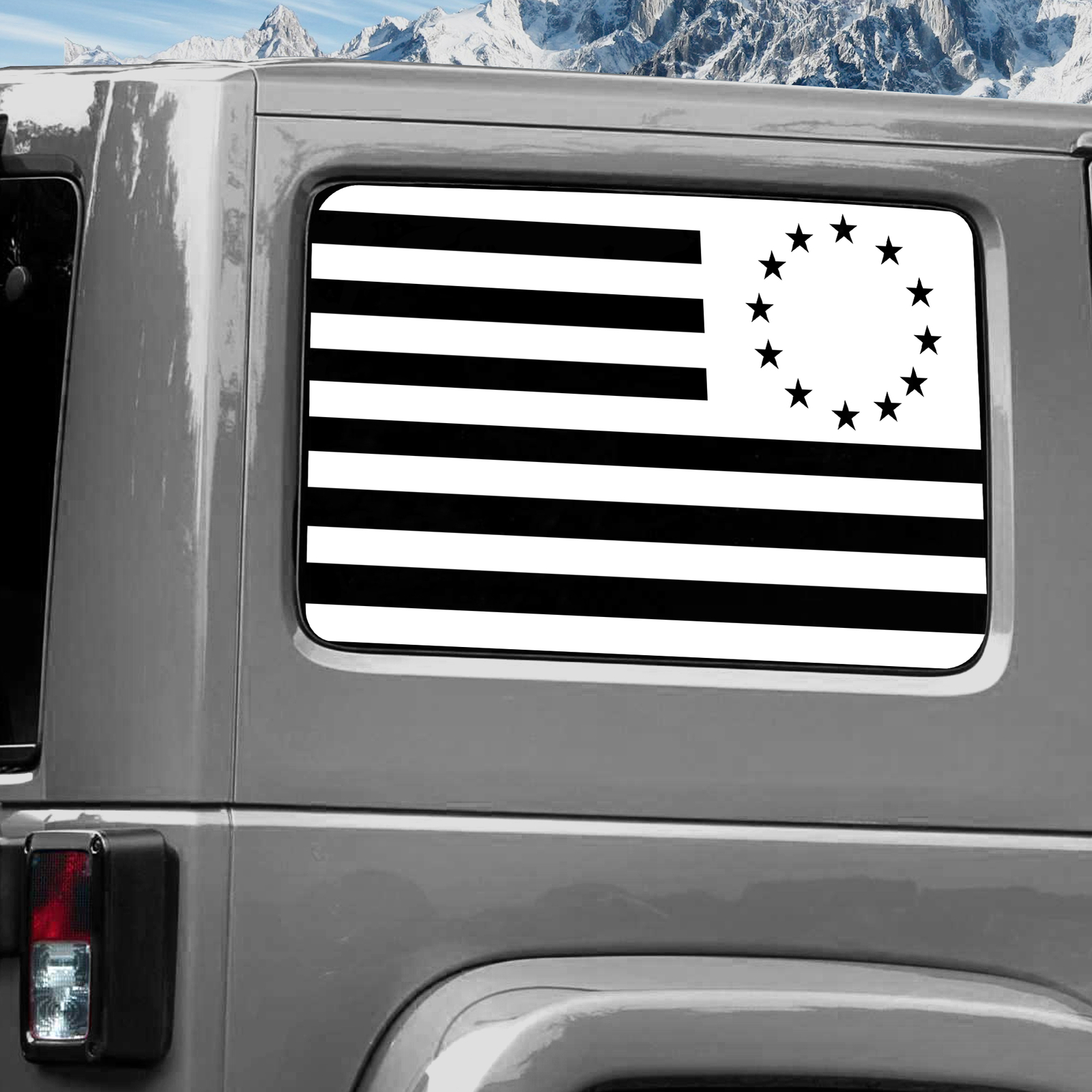 Rear Window Wrap Graphic Decal for Jeep Wrangler 2011-2020 BETSY ROSS WHITE