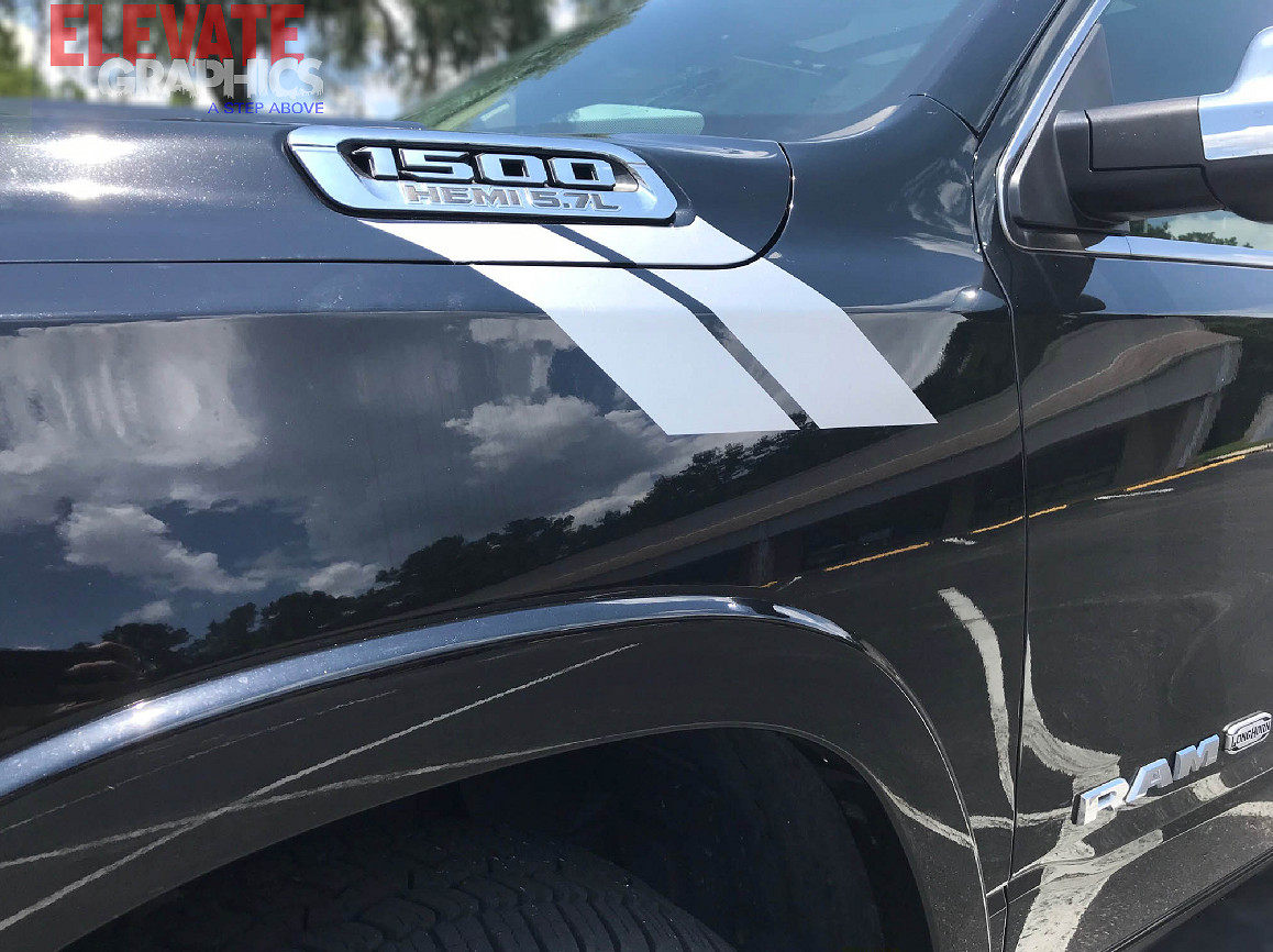 Fits Dodge Ram 1500 Side Hash Mark Stripes Decals Double Bar Graphics For 00-21