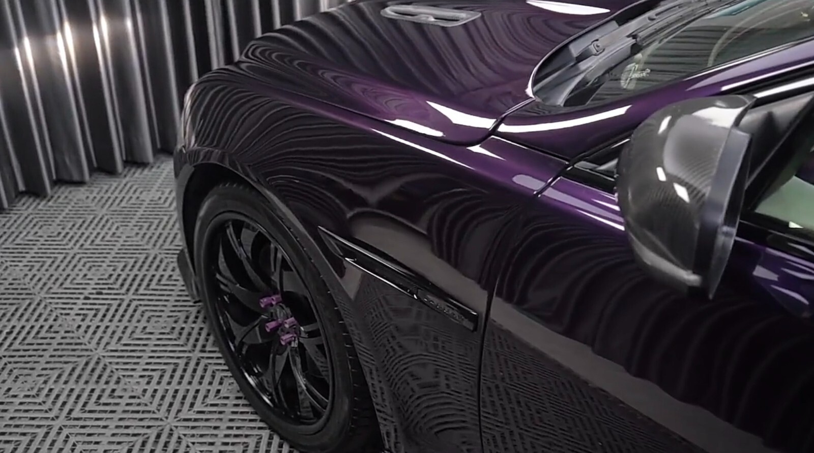 Ultra Gloss PET Liner Metallic Midnight Purple Car Vinyl Wrap Film Air Release