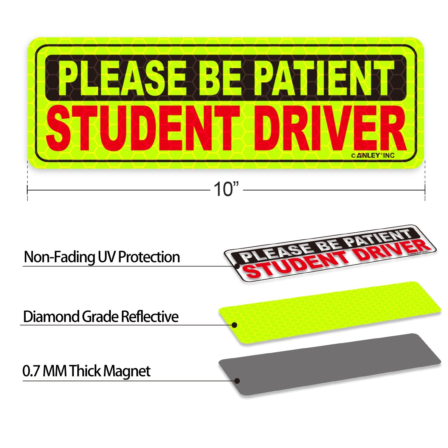 3 Pcs Student Driver Magnet Car Signs Please Be Patient Car Bumper Sticker Decal