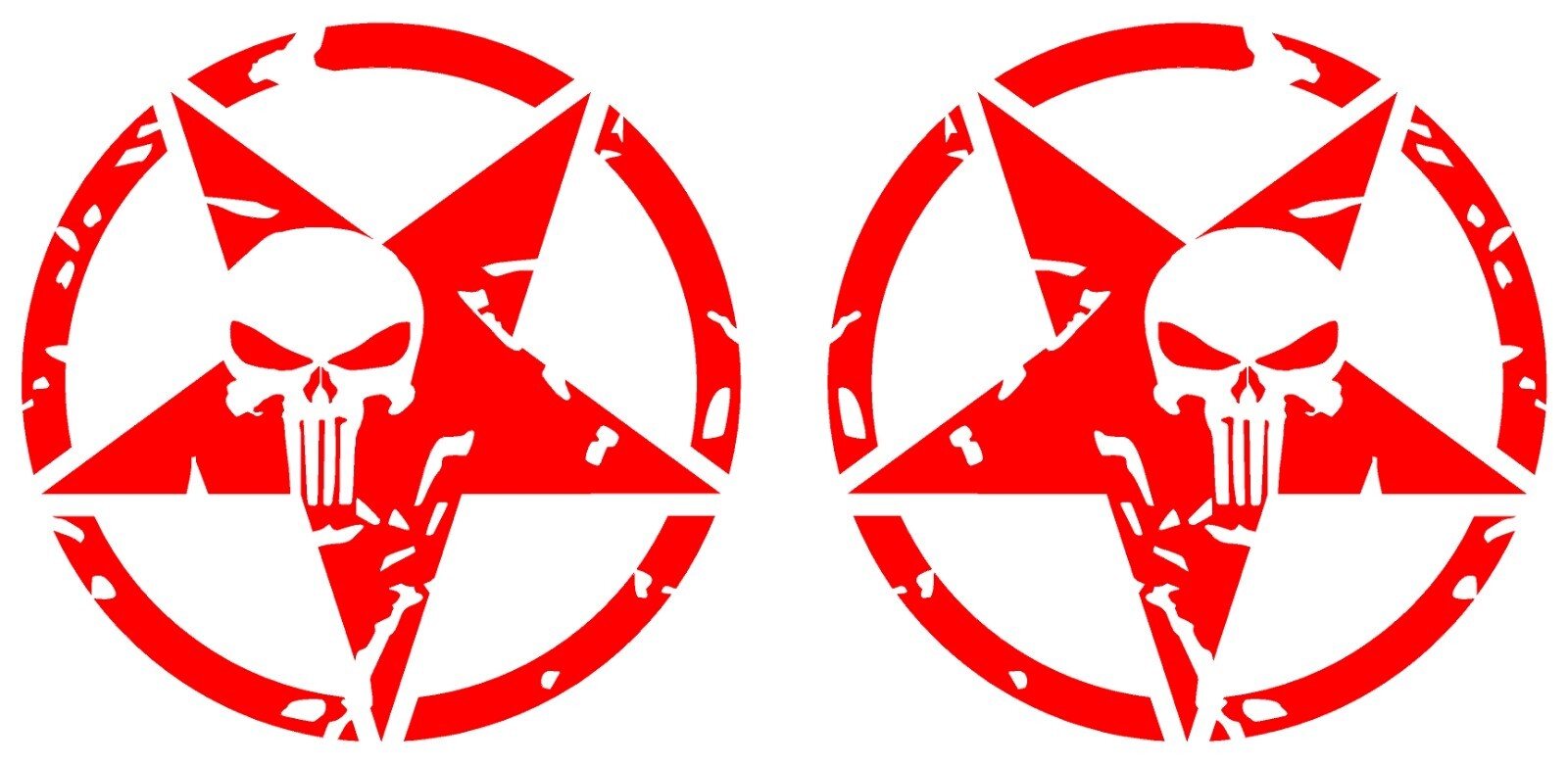 Jeep US Army Star Punisher Skull L and R Vinyl Decal Multiple Colors and Sizes