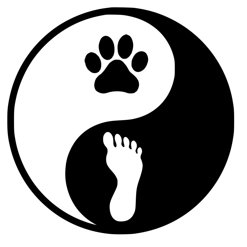 Yin Yang Vinyl Decal Sticker Paw Human Footprints Pets Cars Bikes Cups Helmets
