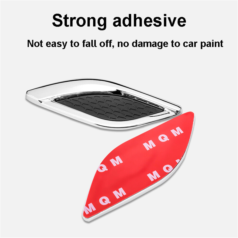 Sticker Fake Air Vent Trim 3D Chrome Metal Fit For Car Fender Hood Intake Decor