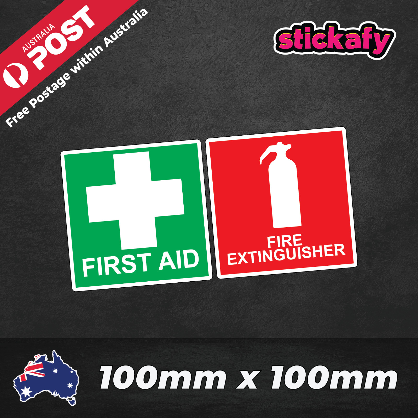 First Aid & Fire Extinguish Vinyl Sticker for Laptop Car Decal Boat Aussie Funny