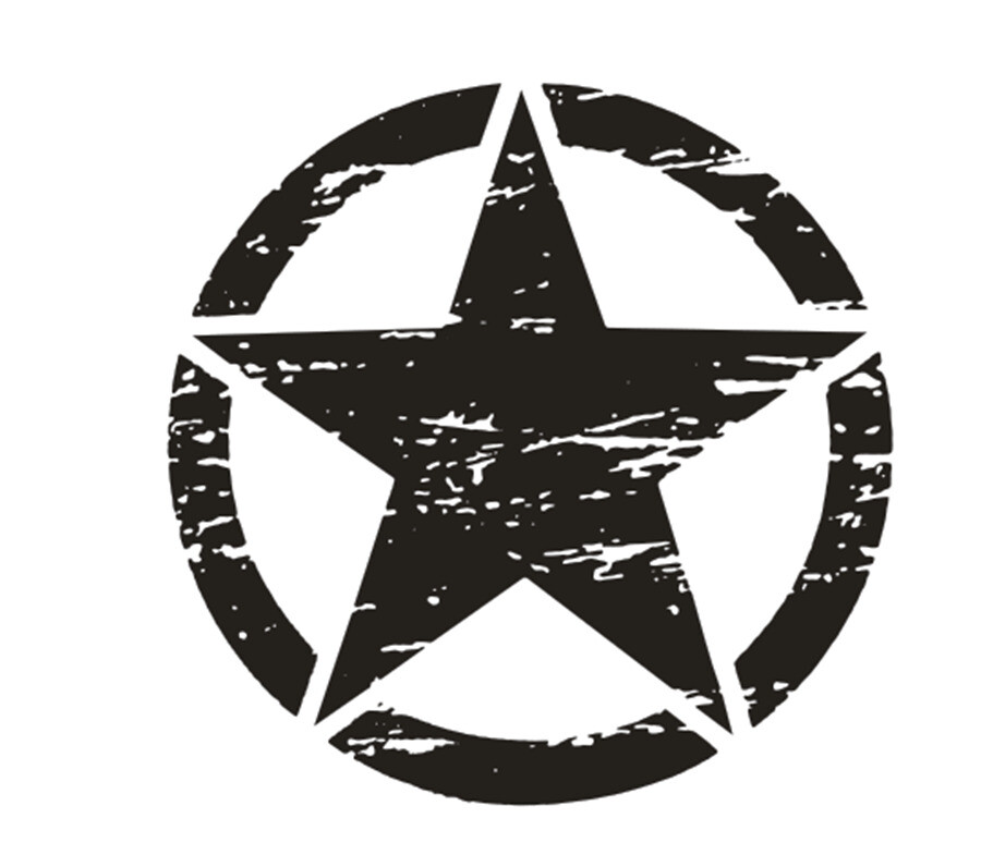 50x50cm Car Decal Decorative Sticker Matt Black Distressed Army Star Hood Decal