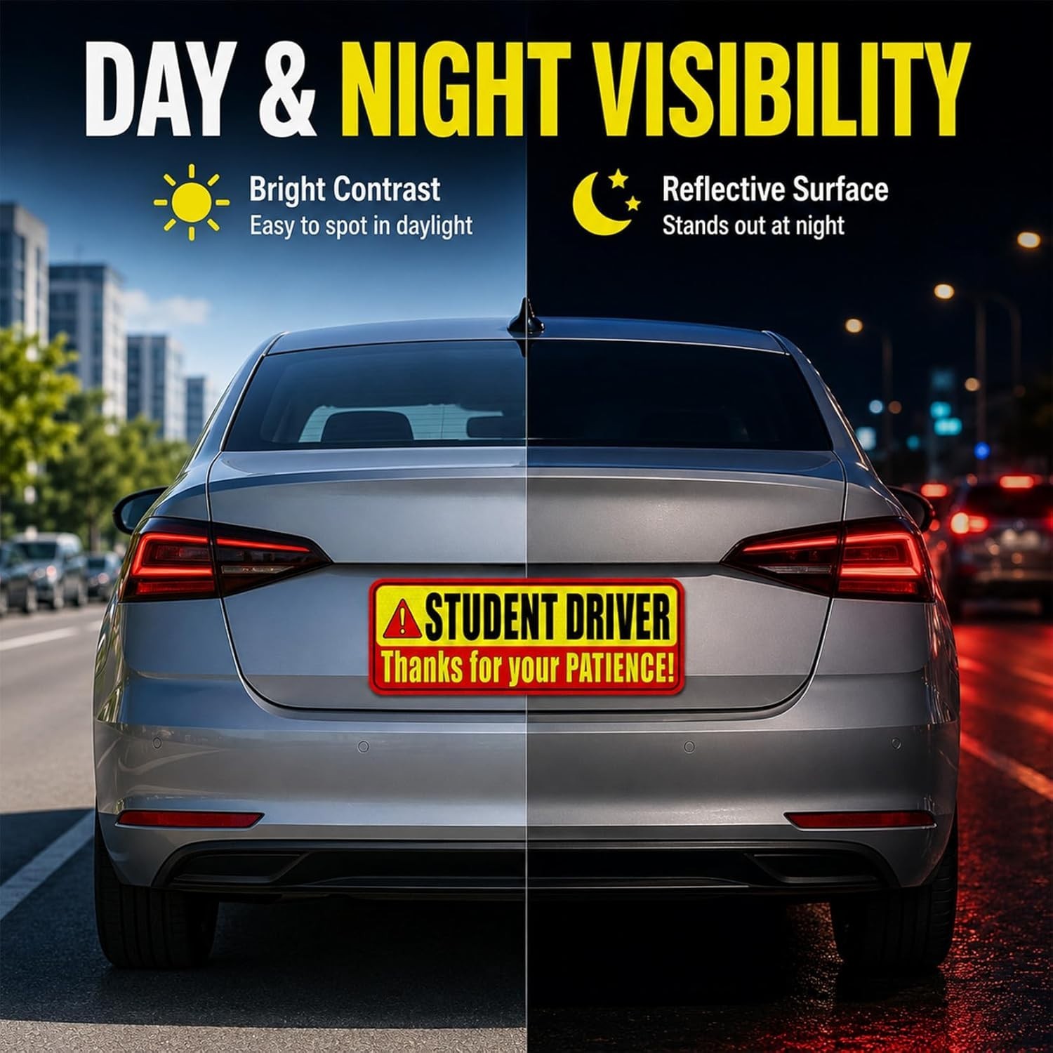 High Visibility Student Driver Car Magnets – Please Be Patient Message Pack