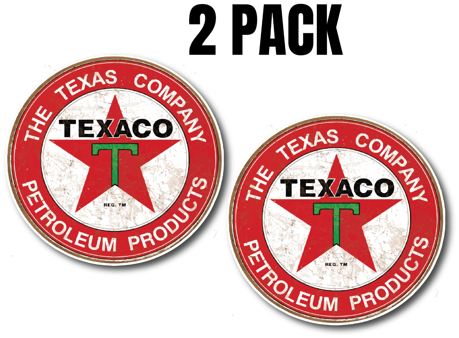 Texaco Rustic Premium Vinyl Decal 2-Pack – Multiple Sizes – Vintage Oil Logo