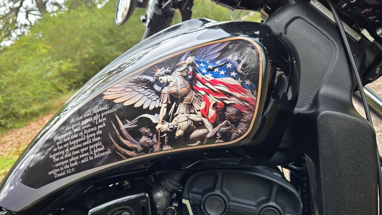 Indian Scout motorcycle tank decals – 3pc set- St. Michael’s Stand – Bobber